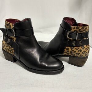 Umberto Raffini Black and Leopard Ankle  Boots Women 37 (6.5 us)